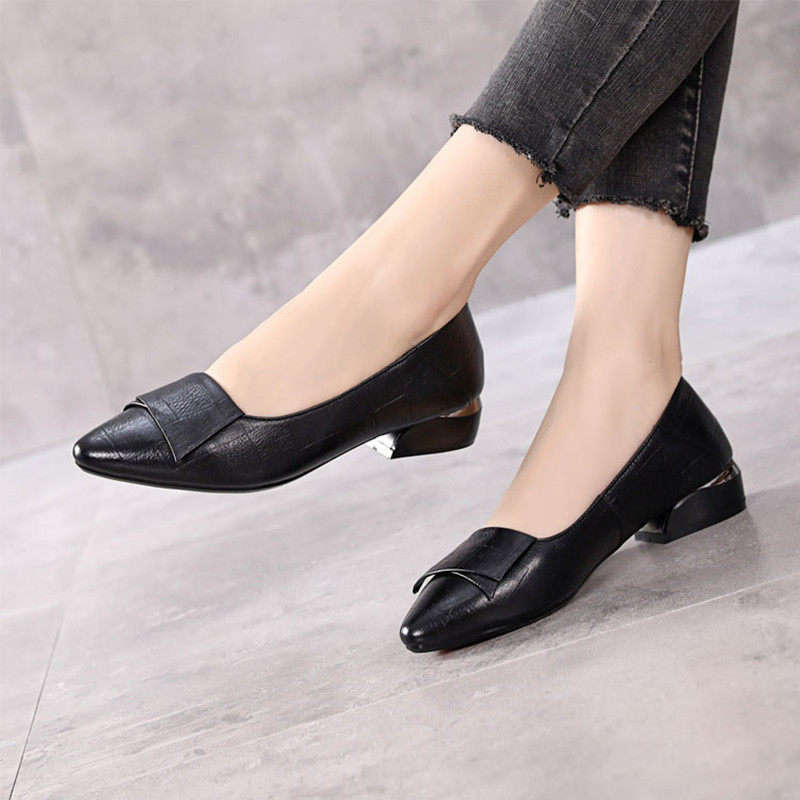真皮软面软底低跟鞋舒适妈妈鞋子