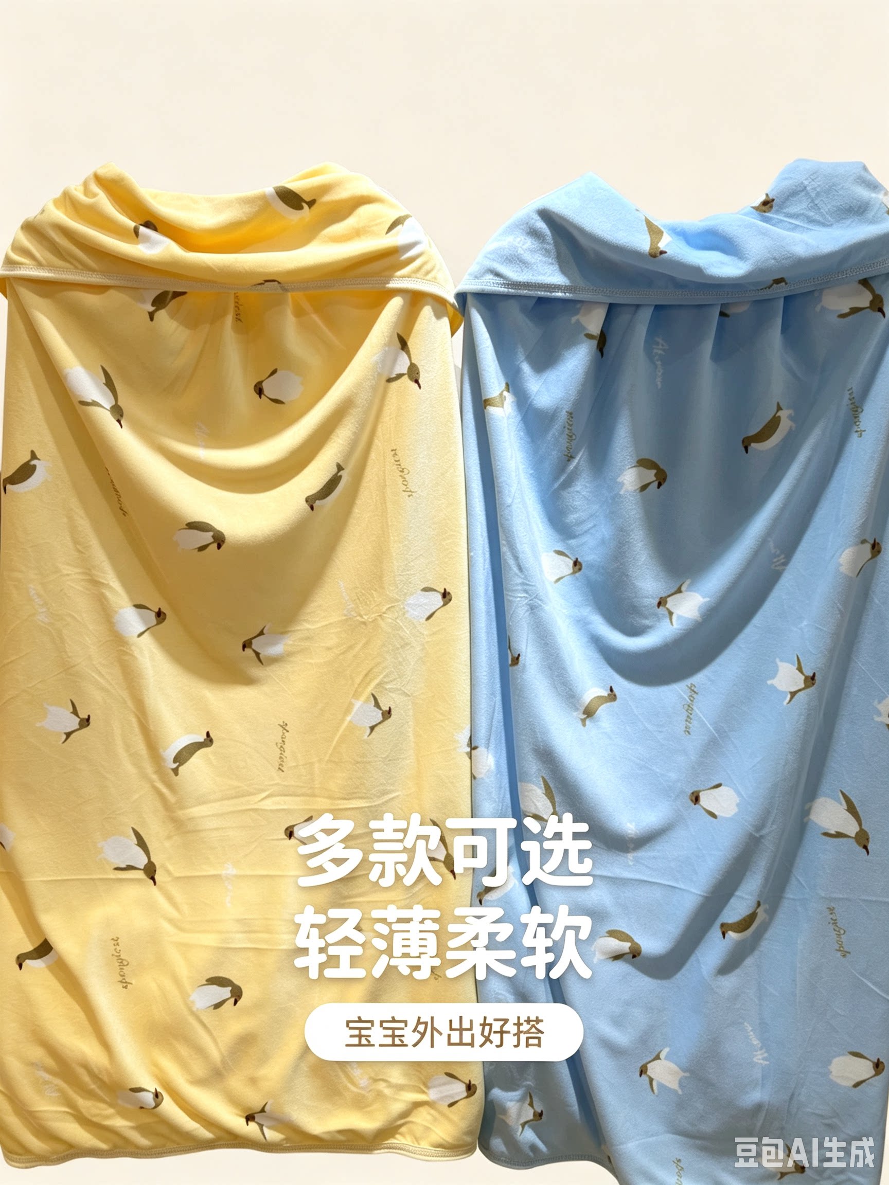 纯棉细绒轻薄披风广东传统婴儿披浴巾