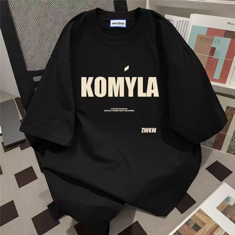 100%纯棉欧美潮牌重磅t恤美式小领口短袖男春夏oversize半袖7分袖