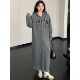 美式 宽松显瘦过膝卫衣连衣裙 复古字母加绒拉链连帽开衫 外套女大码