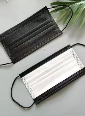 黑色口罩一次性加厚三层防护透气成人学生男女黑口罩女独立包装