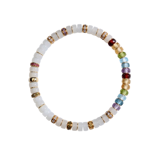 易行堂和田玉手串一级白玉单圈灿星水晶黄金文玩手链轻奢小众精致