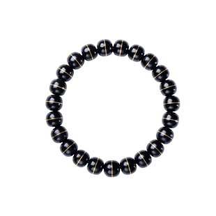 易行堂黑金手串非遗和田墨玉镶嵌黄金手串 单圈文玩男女情侣手链