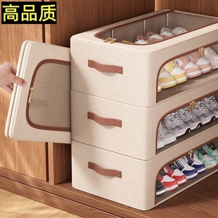透明布艺鞋盒床底鞋子收纳盒整理箱可叠加不占空间分层式鞋柜鞋架