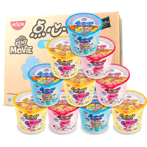 日清儿童面条宝宝点心面小马宝莉点心杯泡面公仔迷你小杯面方便面