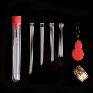 大眼手缝钢针家用手工大号缝衣针老人专用粗针穿针器大鼻子补衣针