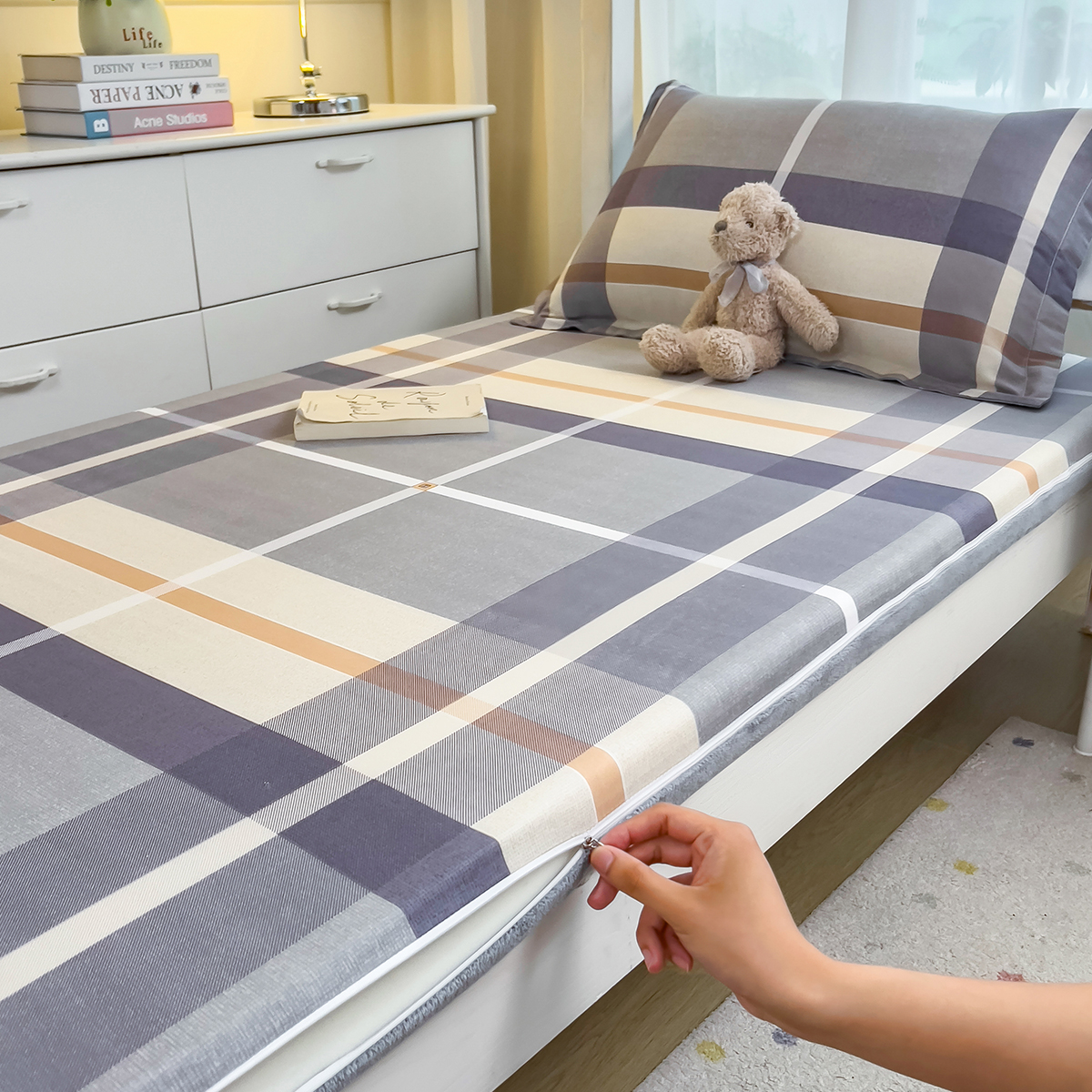 全棉学生宿舍床垫保护罩