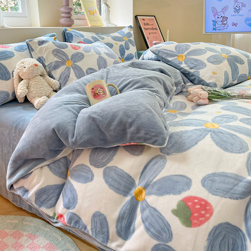 秋冬加厚亲肤保暖牛奶绒被套