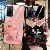 个性 适用oppoa55手机壳玻璃oppo保护A55S硅胶套A56全包边5g版 防摔可爱猪PEMM00外壳0pp0硬软壳opop男女款 创意
