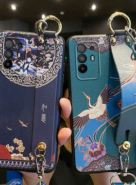 适用oppoA95手机壳如意腕带oppo保护A95的硅胶套5G全包防摔斜挎挂绳PELMOO软壳PELM00女0pp0新款955g钢化膜外