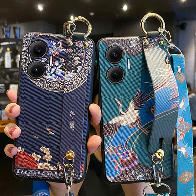 适用小米pocof7手机壳斜跨挂绳