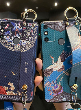 适用华为荣耀9A手机壳如意腕带畅玩9A保护硅胶套A9全包MOA一AL00防摔斜挎可背挂绳honor软壳TL20女新款钢化膜