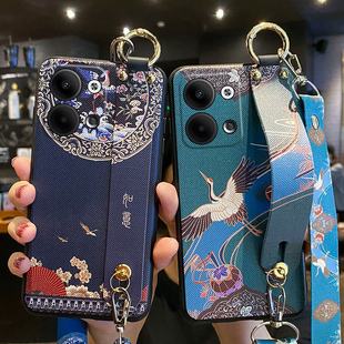 适用opporeno9手机壳如意腕带reno9pro十保护硅胶套oppo斜挎挂绳5G全包防摔PHM110磨砂reon女PGW新款PGX加por