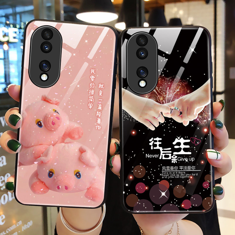 适用华为荣耀90手机壳玻璃honor90pro保护5G硅胶套REA一AN00全包REP防摔可爱猪9o软壳pr0硬外九十por女ANOO男