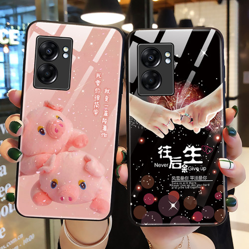 适用realmeV23玻璃可爱保护壳