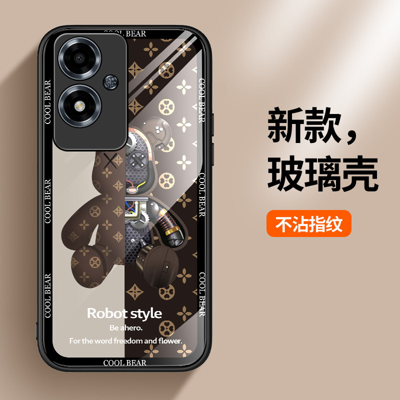 适用oppoa2m手机壳玻璃oppo保护A2x硅胶套PJU110全包镜头防摔机械熊oppa5G软壳opooa2m女PJS110男A2x创意oppo