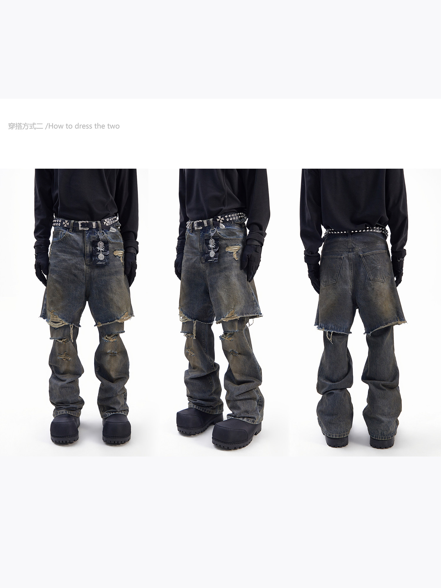 Loose Sagging Dad Jeans: 2-Piece Electroplated Wash - Taobao product photo 4