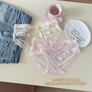 月光轻纱 甜美少女可爱蝴蝶结蕾丝内裤 女纯欲性感网纱透气三角裤