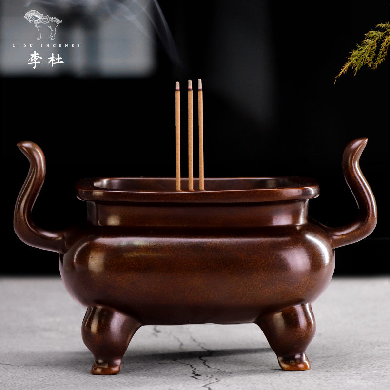 李杜朝冠耳马蹄方炉铜供佛香炉家用室内供奉烧香炉檀香炉熏香炉