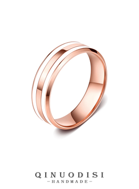 日韩钛钢女戒指环玫瑰金情侣对戒