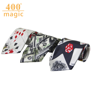 魔术师领带扑克花纹领带 美元图案黑白俩款超酷领带魔术道具配件
