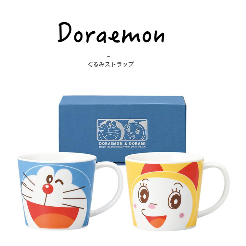 日本doraemon正版哆啦a梦叮当猫机器猫情侣一对陶瓷杯水杯咖啡杯