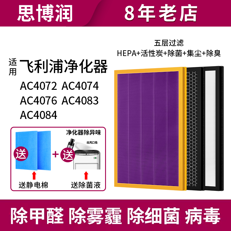 思博润滤网滤芯适用飞利浦空气净化器AC4072 4074 4141+43+44优品 生活电器 净化/加湿抽湿机配件 原图主图