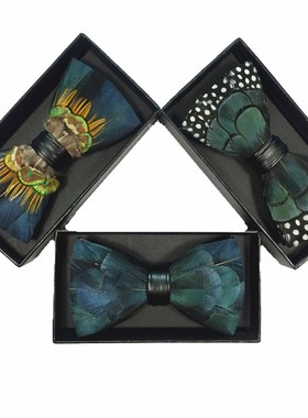 包邮手工羽毛领结男女正装英伦新郎结婚 婚礼时尚蝴蝶结商务韩版