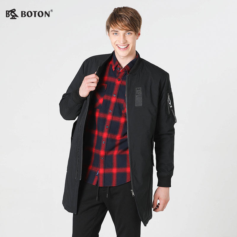 波顿/BOTON 2018新款男士棉褛保暖中长款大衣男士长袖外套
