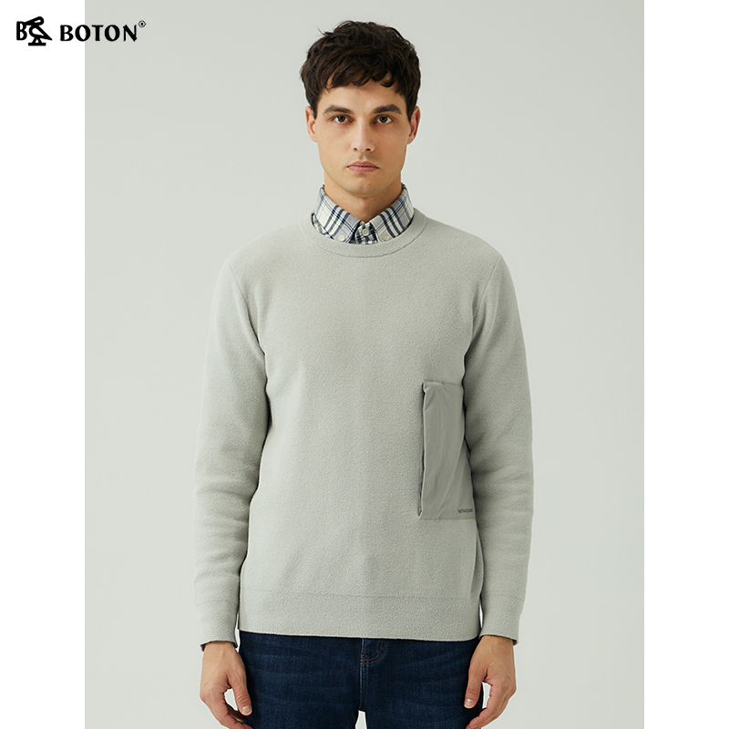 波顿毛衣棉圆领商务休闲