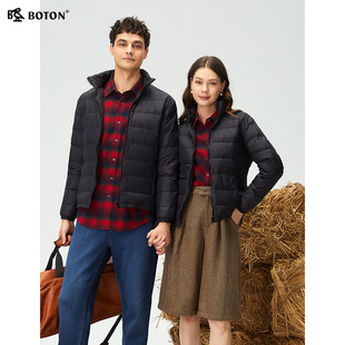 波顿秋冬新款高级轻型白鸭绒夹克蓬松轻暖羽绒服立领外套夹克男女