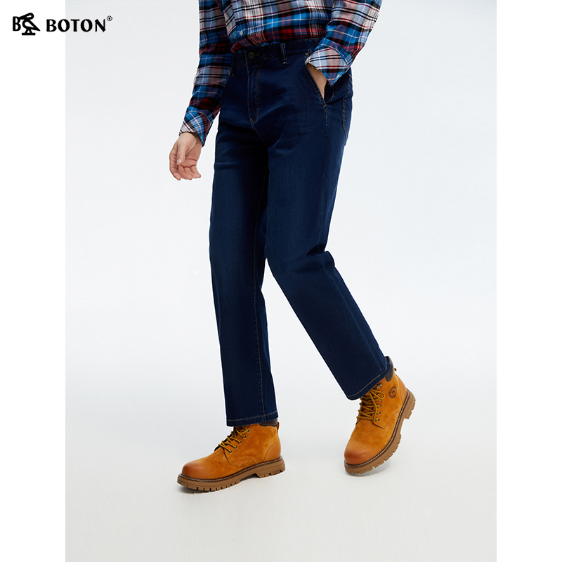 波顿2025春夏季新款男士直筒牛仔裤桑蚕天丝弹力冰凉透气高端裤子