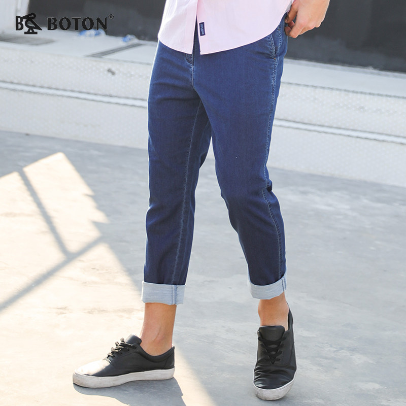 波顿/Boton男经典牛仔裤桑蚕丝斜袋宽松透气