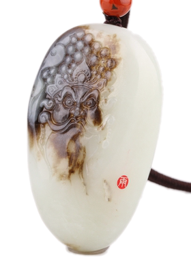 白玉籽料达摩悟道风一念之间吊坠