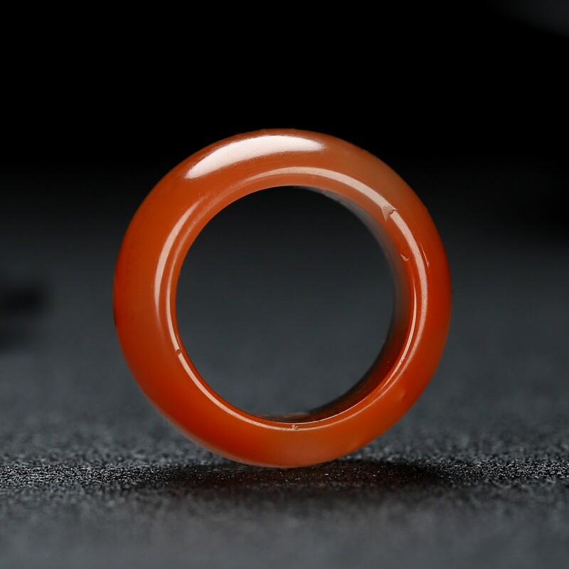 天然保山凉山南红玛瑙指环扳指原石柿子红冰飘樱桃红戒指男女款J