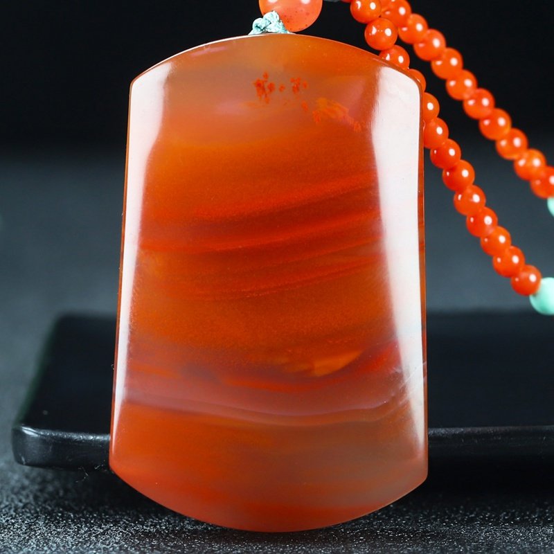 【原矿】天然凉山南红玛瑙柿子红挂件平安无事牌原石男女款吊坠69