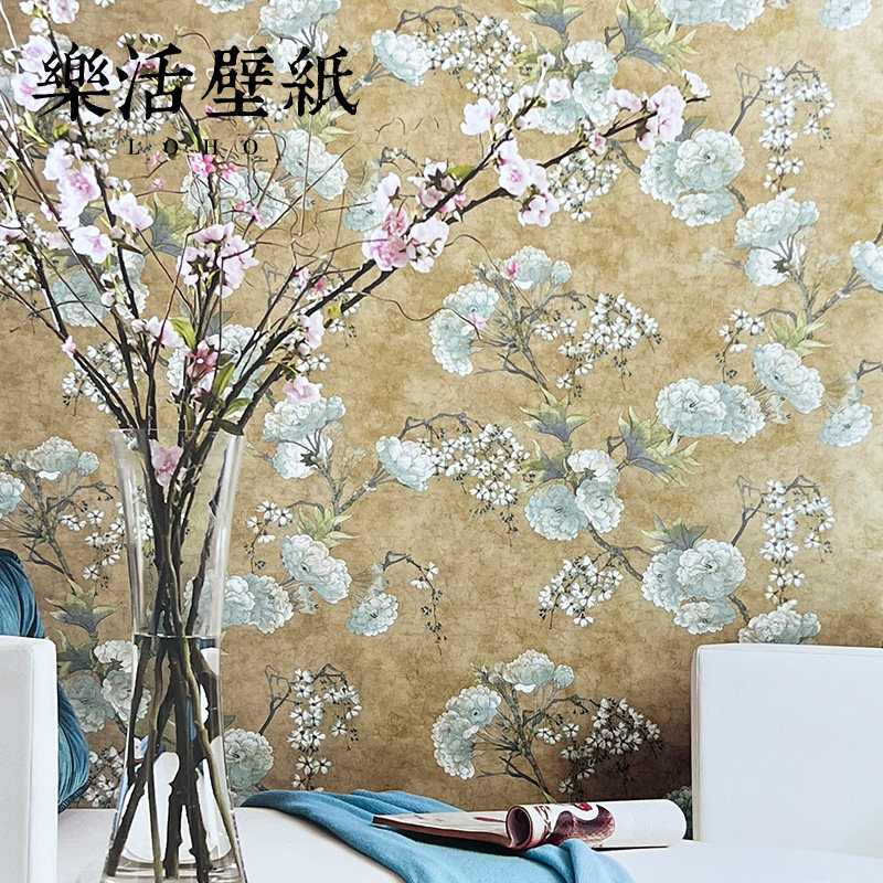 复古美式乡村田园碎花纯纸墙纸卧室客厅电视墙背景墙壁纸原装进口