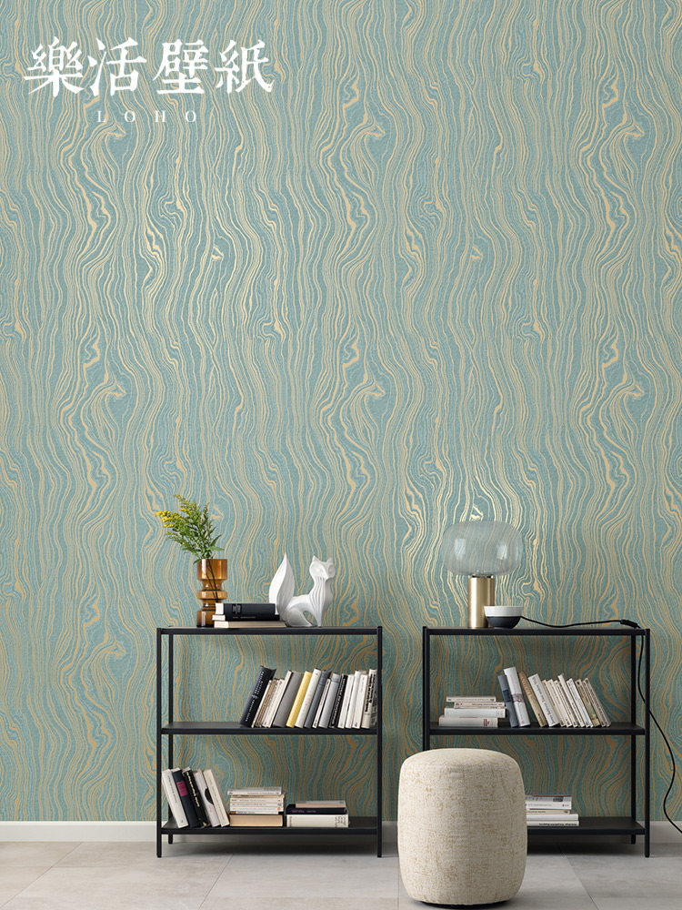 北欧绿色鎏金水波纹大理石纹墙纸客厅卧室电视背景墙壁纸2023新款