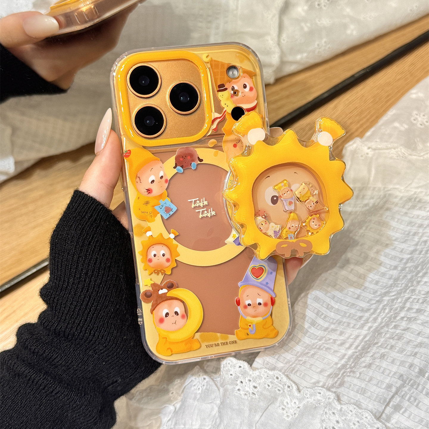 镂空围边油画月亮星星小人磁吸支架适用于iphone17promax苹果14手机壳15新款16pro女13可爱17pm硅胶防摔软壳