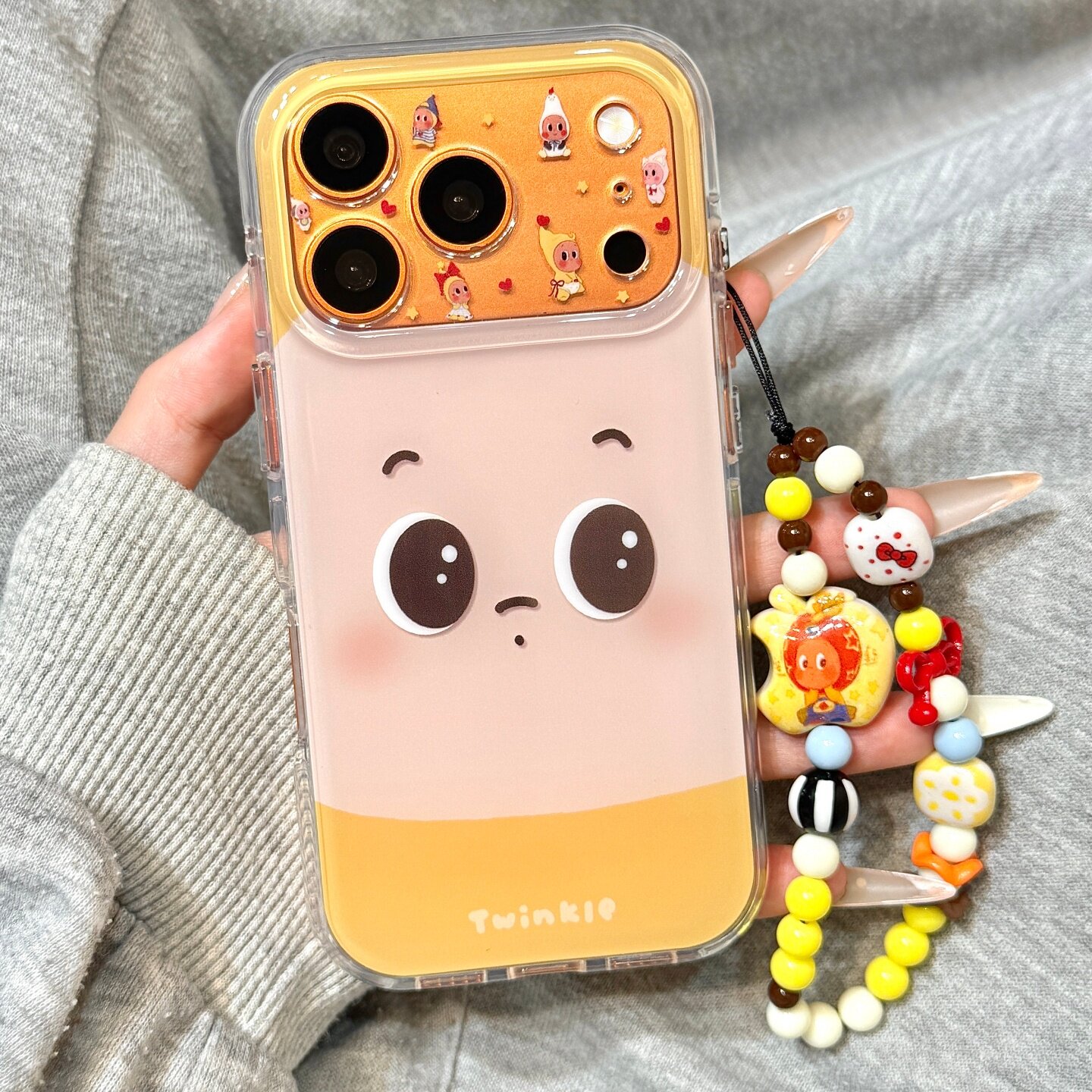 软萌可爱油画大脸腮红星星男孩链条适用于iphone17proma