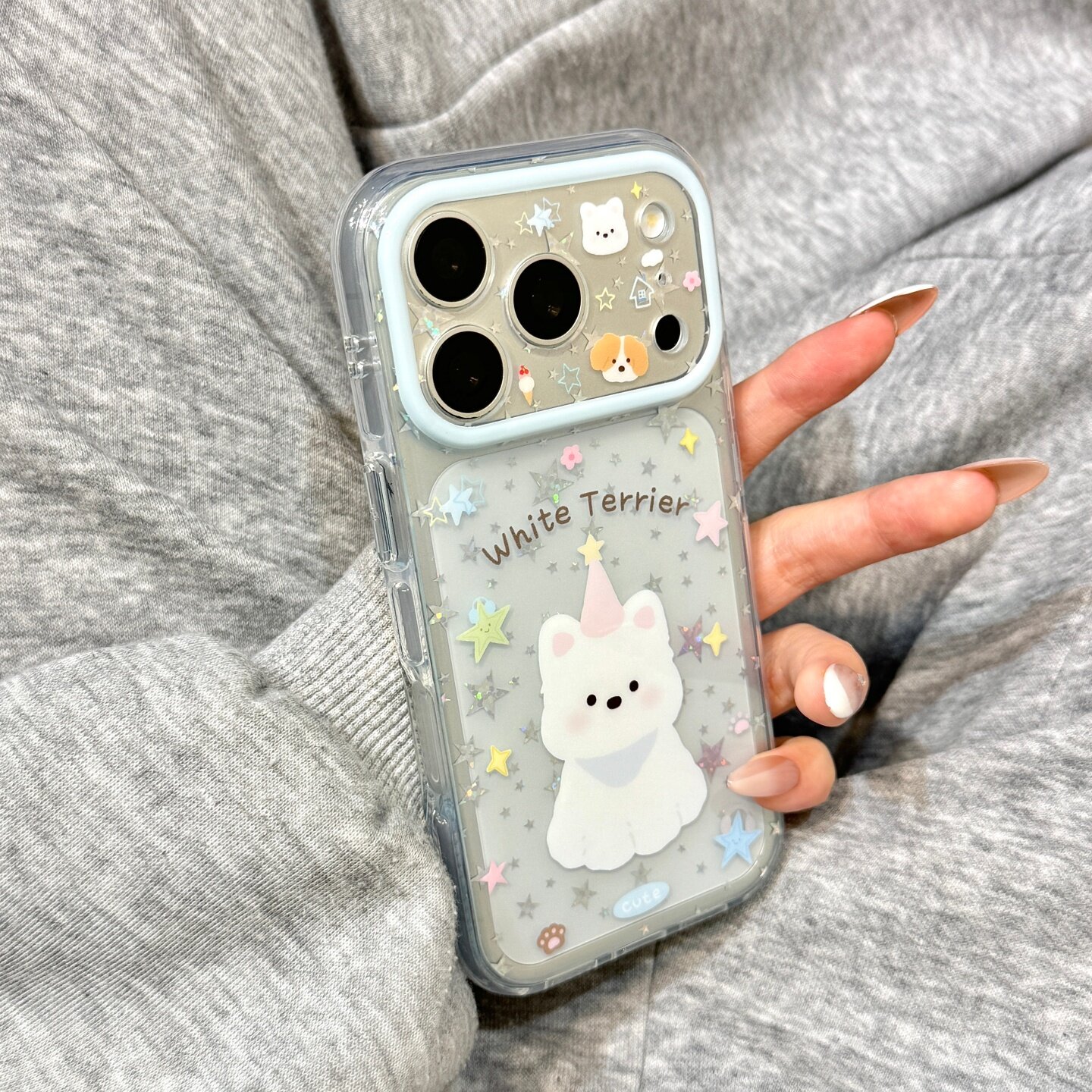 高级感亮片星星可爱礼帽腮红狗狗适用于iphone17promax