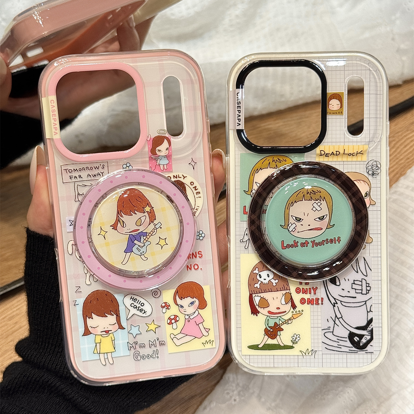 可爱卡通动漫奈良美智女孩磁吸支架适用于iphone17promax苹果14手机壳15新款16pro女13闺蜜17pm二合一防摔套