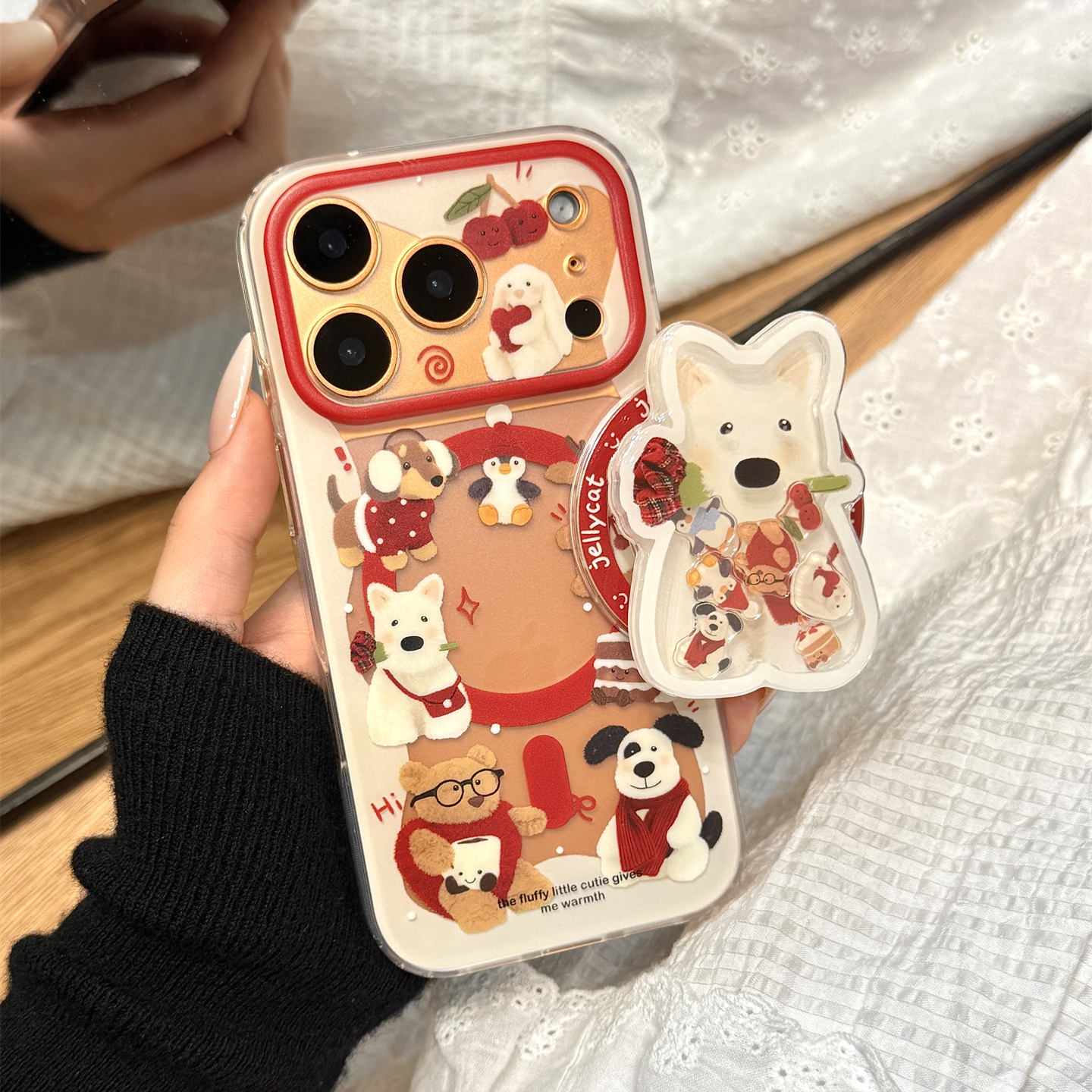 可爱jellycat镂空围边狗狗摇摇乐磁吸支架适用于iphone17promax苹果14手机壳15新款16pro女13硅胶17pm防摔套