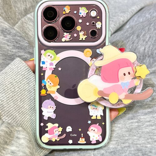 围边可爱百变装南瓜头女孩旋转磁吸支架适用于iphone18promax苹果17手机壳15新款16pro女17pm二合一硅胶防摔
