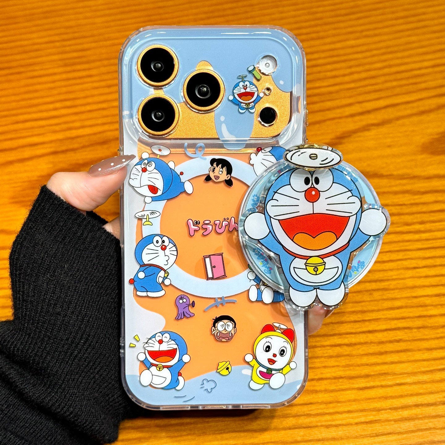 日系卡通动漫哆啦A梦小伙伴旋转磁吸支架适用于iphone17pr