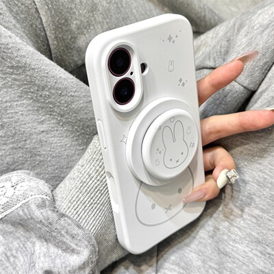 可爱油画星星线条米菲兔磁吸支架适用于iphone17promax苹果14手机壳15新款16pro女13磨砂17Air液态硅胶防摔套