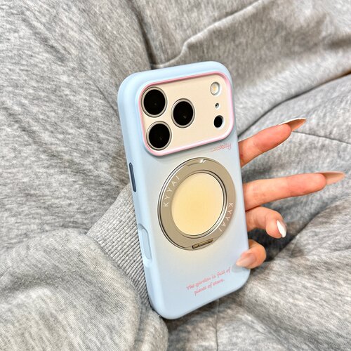 高级感液态硅胶蓝黄晕染色360旋转一体支点壳适用于iphone17promax苹果14手机壳15新款16pro女13全包18pm防摔