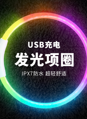 狗狗发光项圈夜间遛狗夜光夜行灯大小型犬防走失带灯充电宠物脖圈