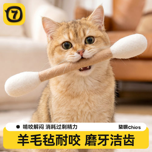 羊毛毡棉签猫咪丰荣玩具自嗨解闷