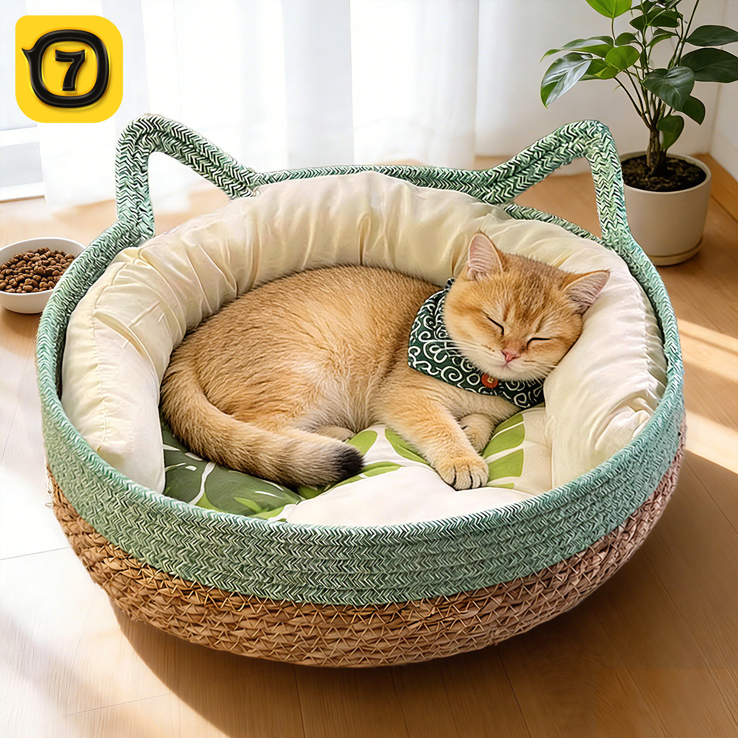 猫窝四季通用夏天凉窝藤编筐猫抓板手工编织睡觉可拆洗新式猫咪窝